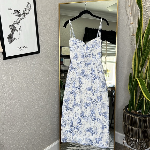 House of CB 'Charlotte' Blue Print Corset Midi Sundress NWOT - Picture 6 of 8